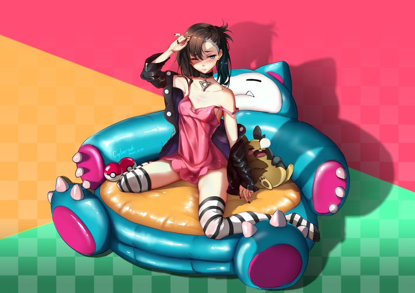 marnie, morpeko, and snorlax (pokemon and 1 more) drawn by cyberick