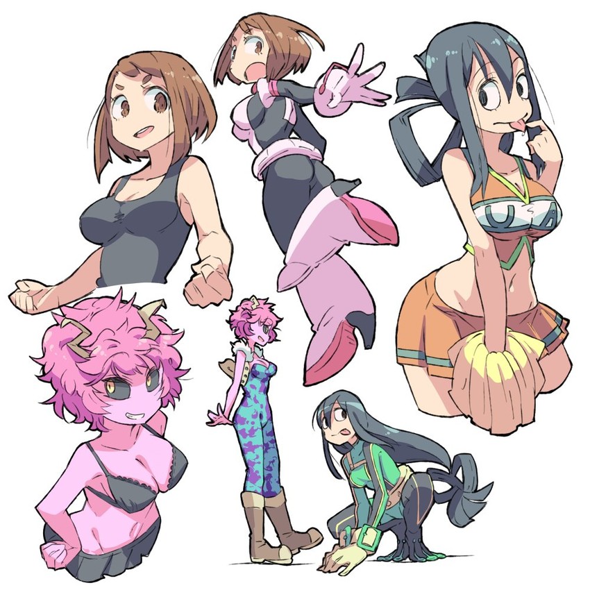 uraraka ochaco, asui tsuyu, and ashido mina (boku no hero academia) drawn by shimazaki1152