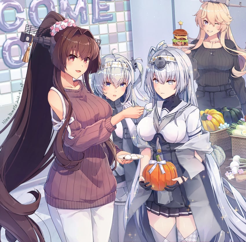 yamato, iowa, suzutsuki, and fuyutsuki (kantai collection) drawn by himeyamato