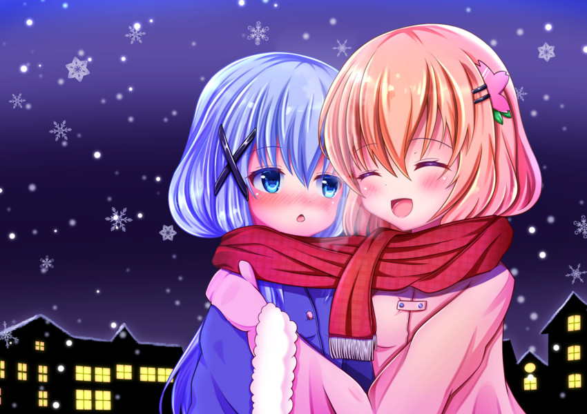 kafuu chino and hoto cocoa (gochuumon wa usagi desu ka?) drawn by munimuni_(mu2imu2i)