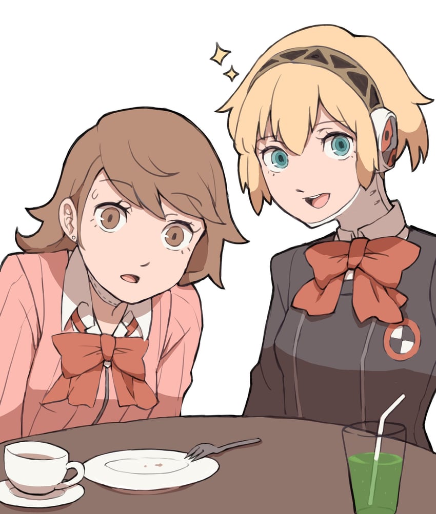 aigis and takeba yukari (persona and 1 more) drawn by tbjj1208