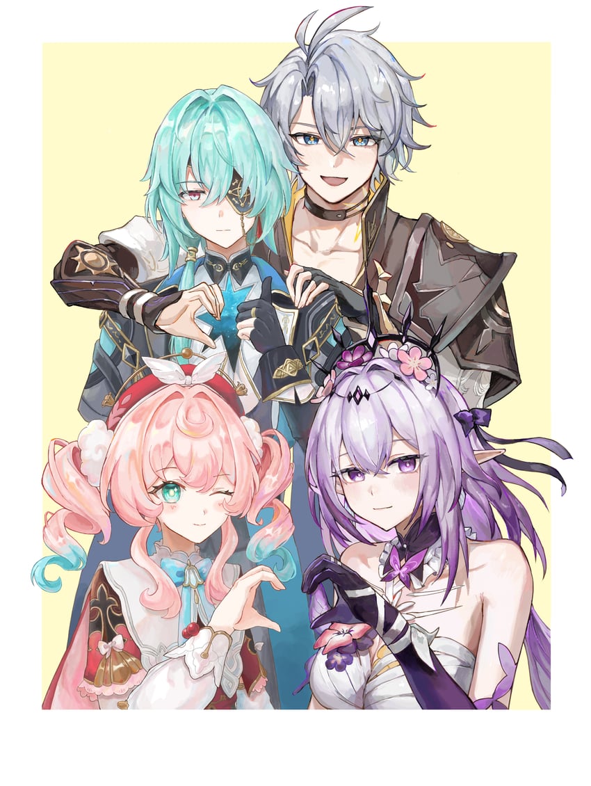 castorice, phainon, anaxa, and hyacine (honkai and 1 more) drawn by imo_(imokenpi) and shiraki_(y_aira_srk)