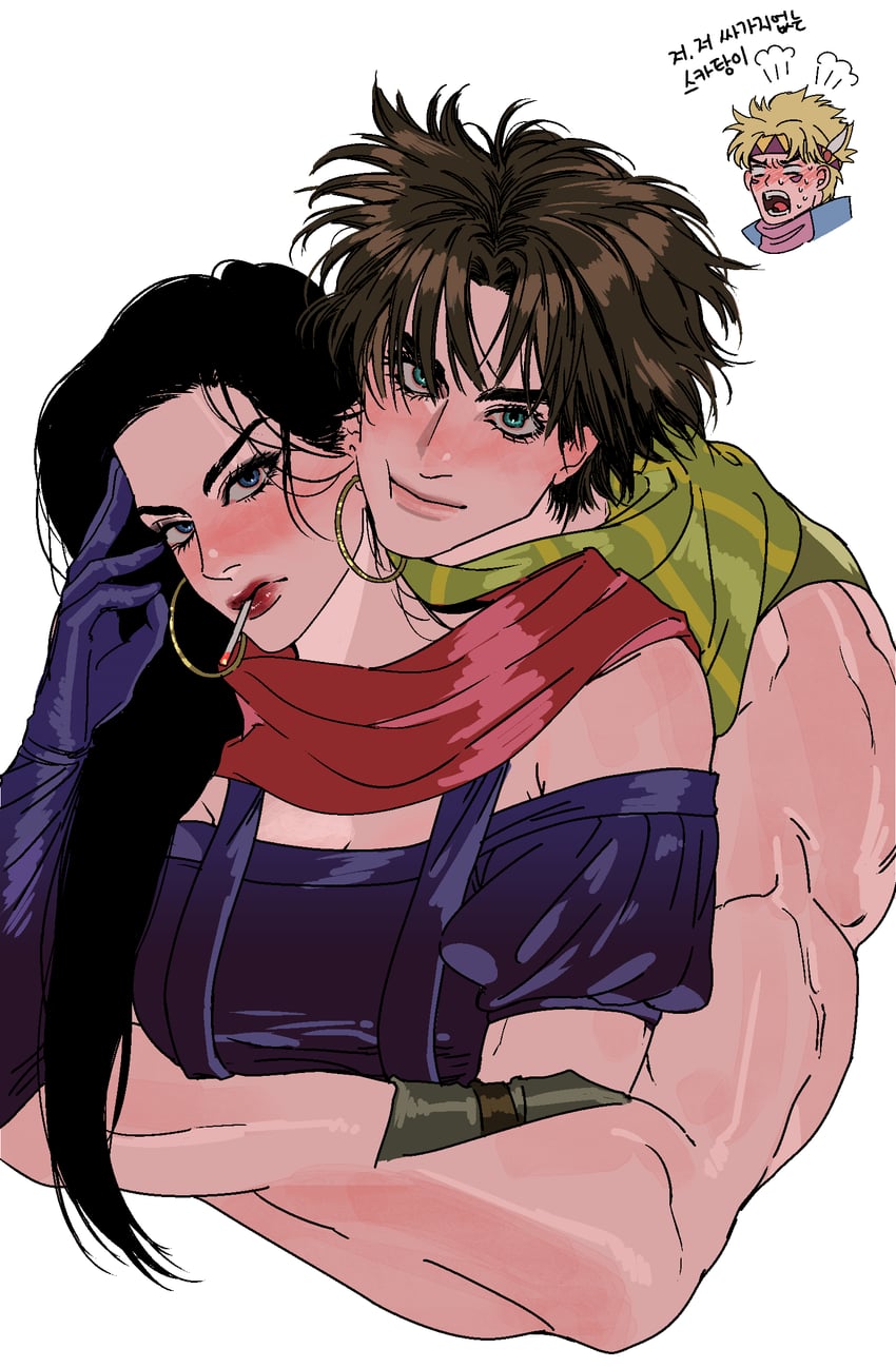 joseph joestar, caesar anthonio zeppeli, and lisa lisa (jojo no kimyou na bouken and 1 more) drawn by pinkteest