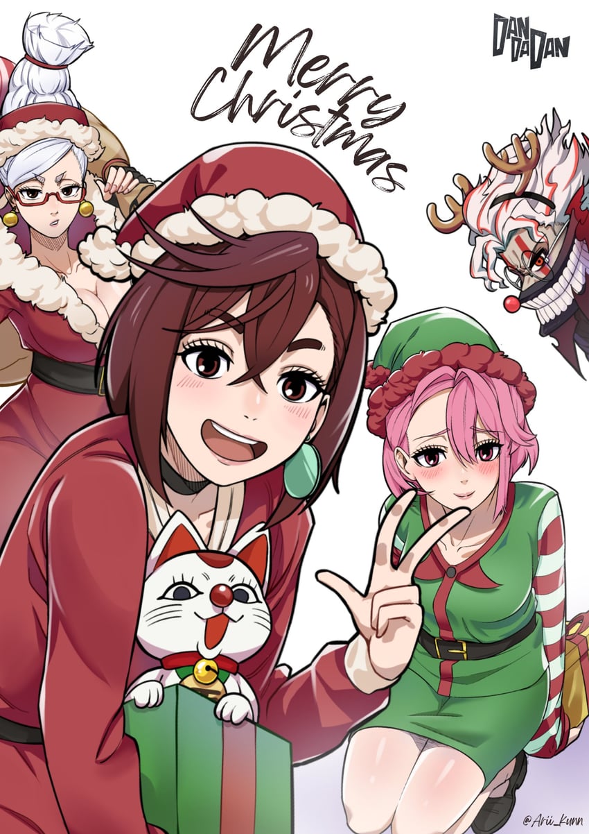 ayase momo, takakura ken, turbo granny, ayase seiko, and shiratori aira (dandadan) drawn by arii_kunn