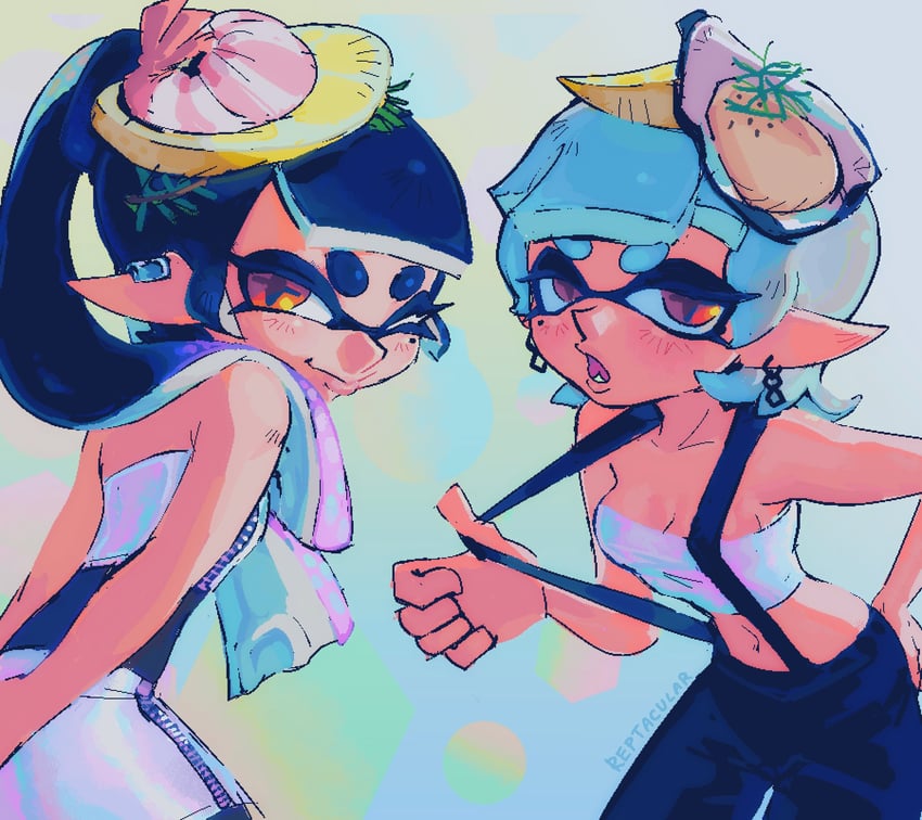 callie and marie (splatoon and 1 more) drawn by reptacular
