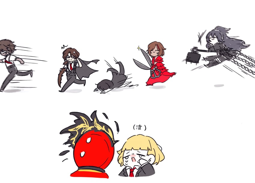 don quixote, yi sang, hong lu, heathcliff, dante, and 2 more (project moon and 1 more) drawn by tokeyukumikan