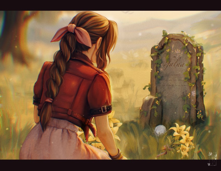 aerith gainsborough and ifalna (final fantasy and 3 more) drawn by shanlieart