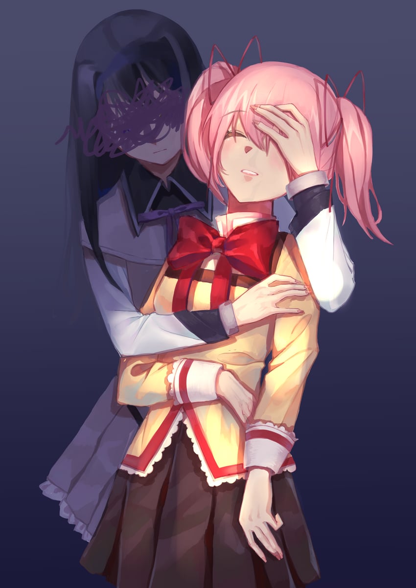 akemi homura and kaname madoka (mahou shoujo madoka magica) drawn by maili