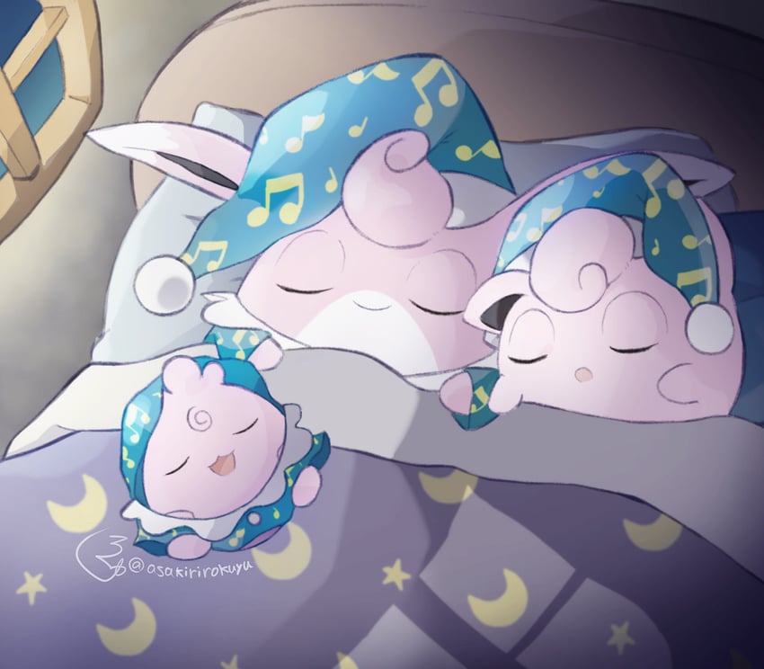 jigglypuff, wigglytuff, and igglybuff (pokemon and 1 more) drawn by asakirirokuyu