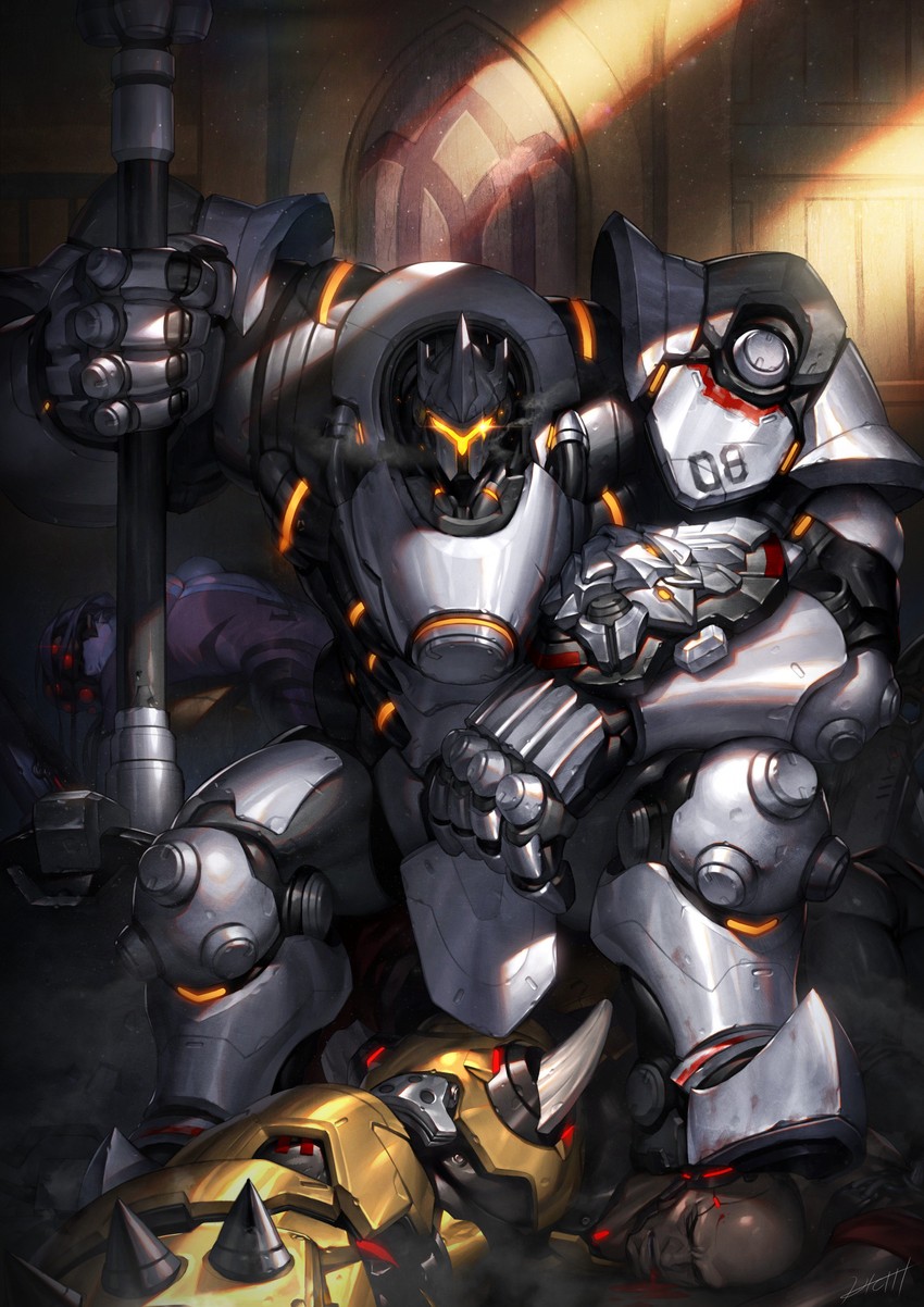 widowmaker, reinhardt, and doomfist (overwatch and 1 more) drawn by hichi