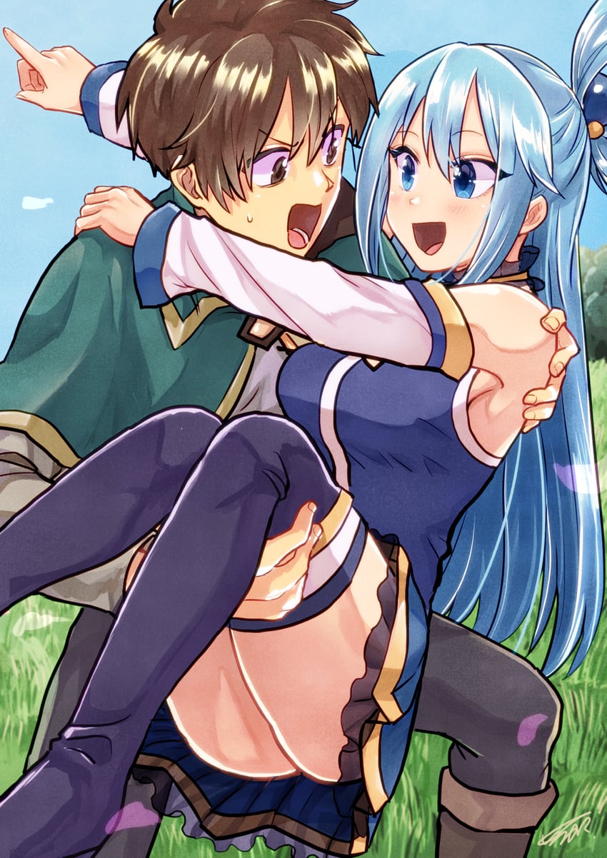 aqua and satou kazuma (kono subarashii sekai ni shukufuku wo!) drawn by atoz-26w