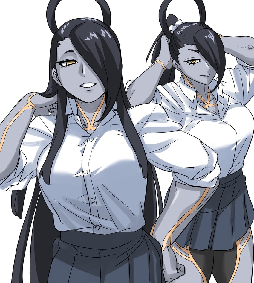 female seth and seth (street fighter and 1 more) drawn by nasu_(ilo_a5)