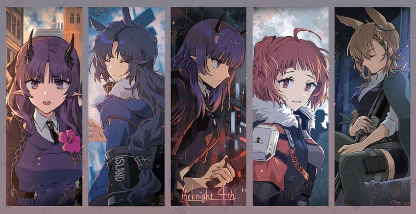 kroos, lava, hibiscus, kroos the keen glint, lava the purgatory, and 3 more (arknights) drawn by noshima