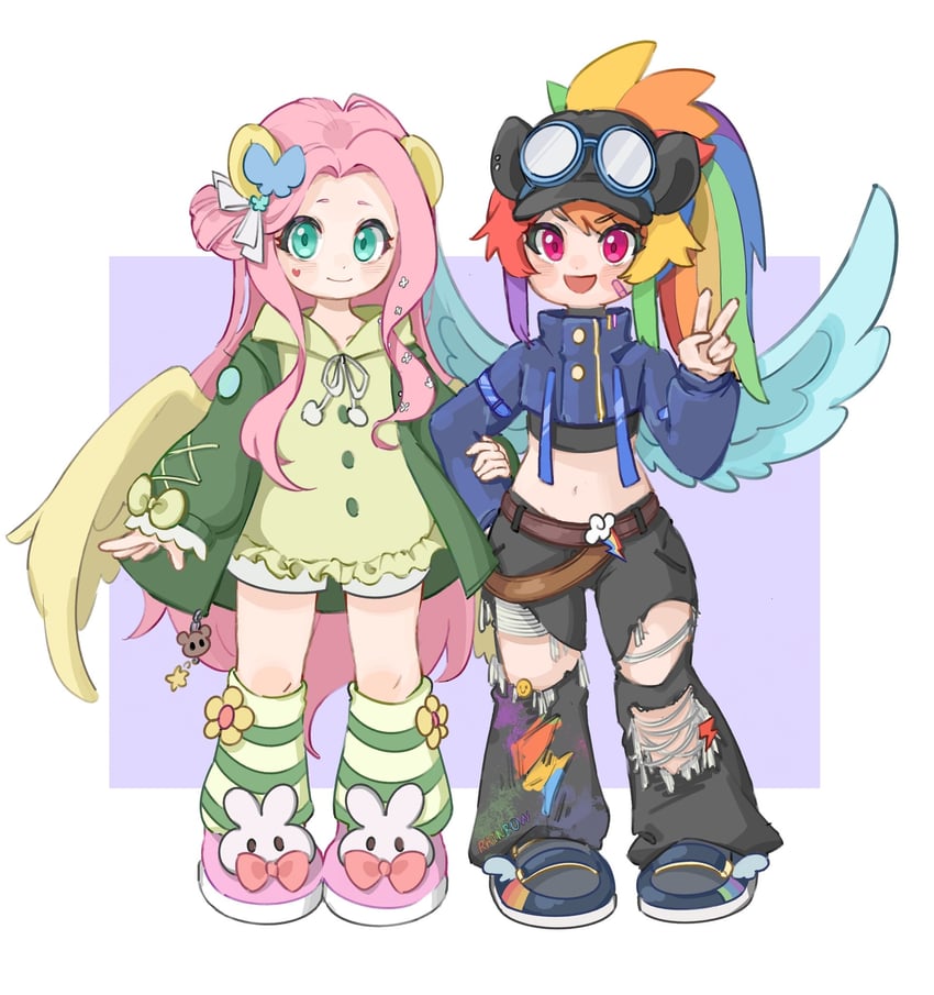 fluttershy and rainbow dash (my little pony and 1 more) drawn by chonpskss