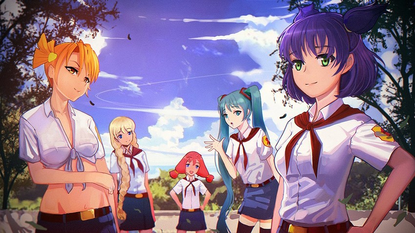 hatsune miku, slavya-chan, dvach-tan, unyl-chan, and ussr-tan (vocaloid and 1 more)