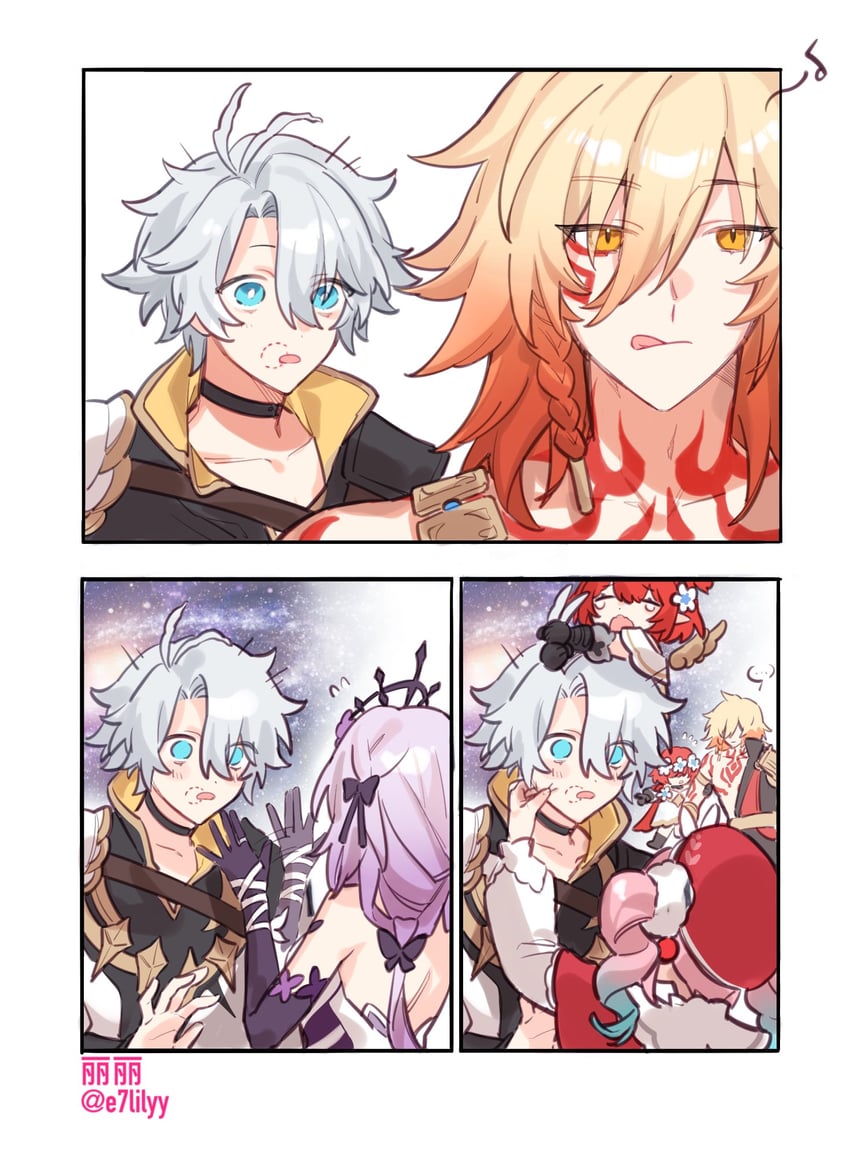 castorice, phainon, mydei, hyacine, and trinnon (honkai and 1 more) drawn by alkalilyy
