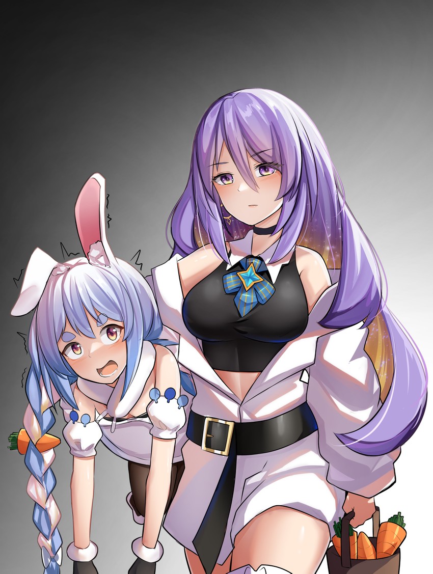 usada pekora and moona hoshinova (hololive and 1 more) drawn by zeroyama