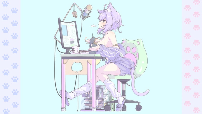 nekomata okayu and inugami korone (hololive) drawn by syam_illust