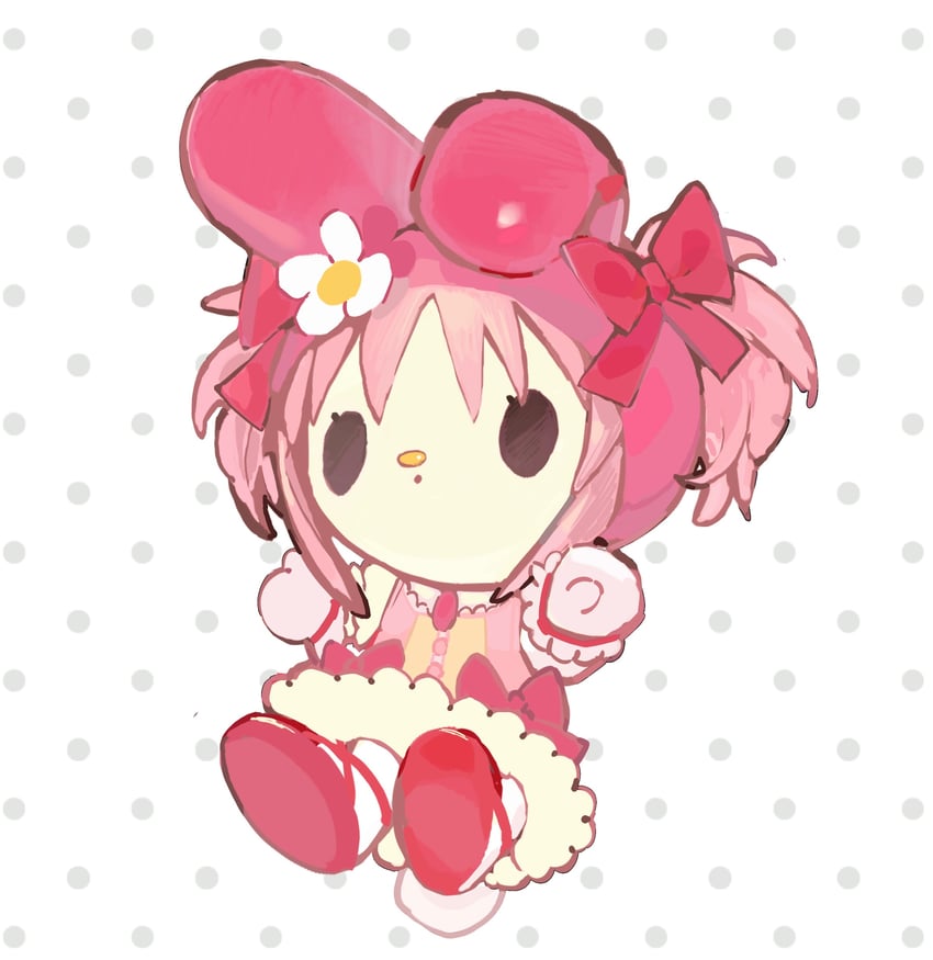 kaname madoka and my melody (mahou shoujo madoka magica and 2 more) drawn by qinghejunzi
