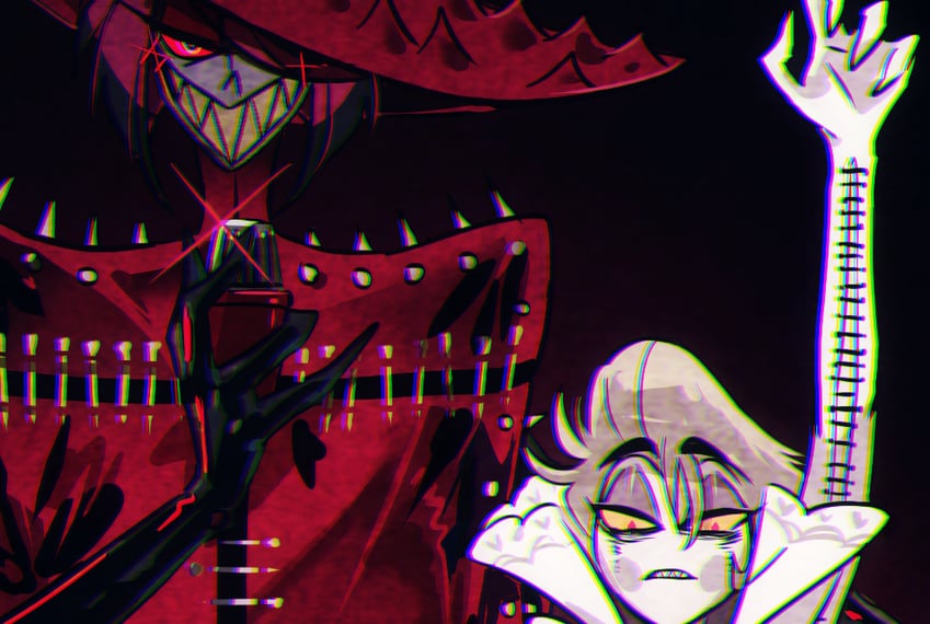 lucifer morningstar and alastor (hazbin hotel and 1 more) drawn by tonyxstevestony