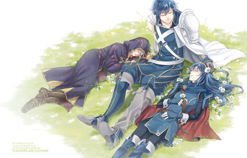 lucina, male robin, and chrom (fire emblem and 1 more) drawn by lowah