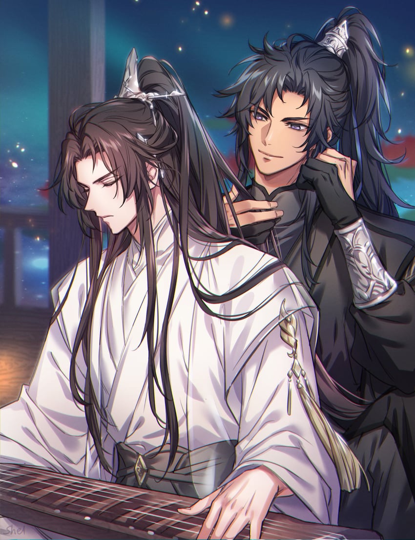 chu wanning and mo ran (erha he ta de bai mao shizun) drawn by zehel_az