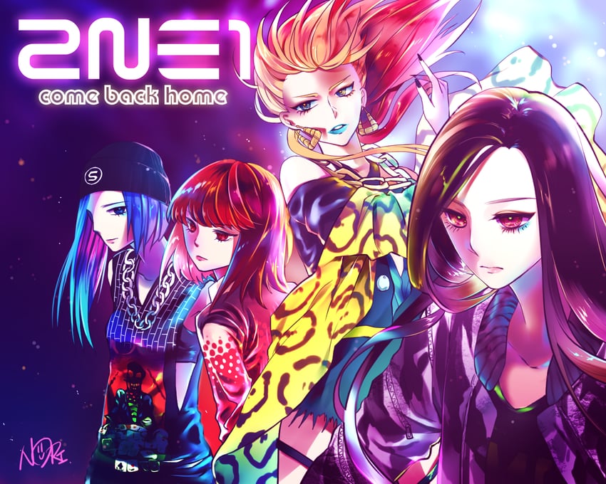 cl, park bom, minzy, and sandara park (real life and 1 more) drawn by nori_(tiffanytsaiyyy)