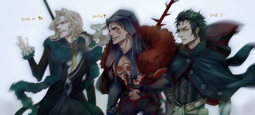 cu chulainn, cu chulainn alter, hijikata toshizou, and vlad iii (fate and 2 more) drawn by 024_(1a41a4)