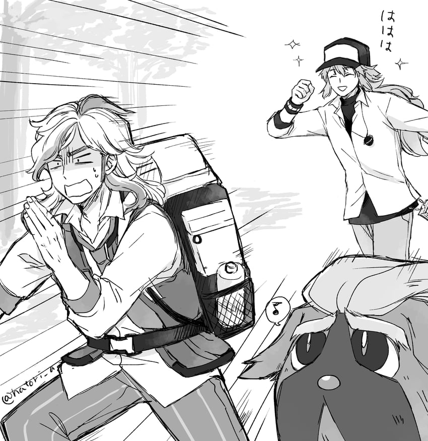 n, arven, and mabosstiff (pokemon and 3 more) drawn by hatori_a
