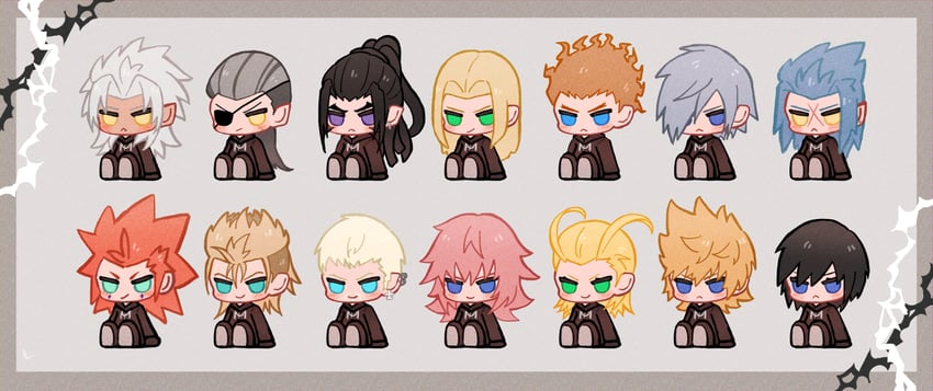 roxas, xion, axel, xemnas, saix, and 9 more (kingdom hearts and 1 more) drawn by squidkid528