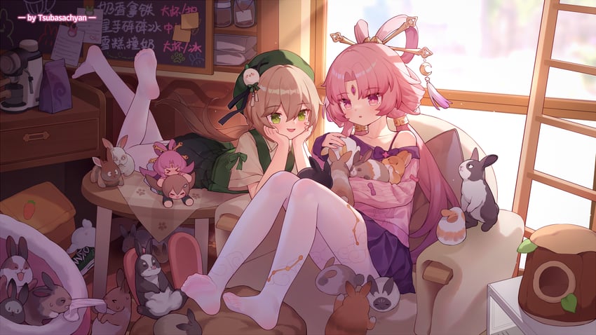 fu xuan and qingque (honkai and 1 more) drawn by tsubasa_tsubasa