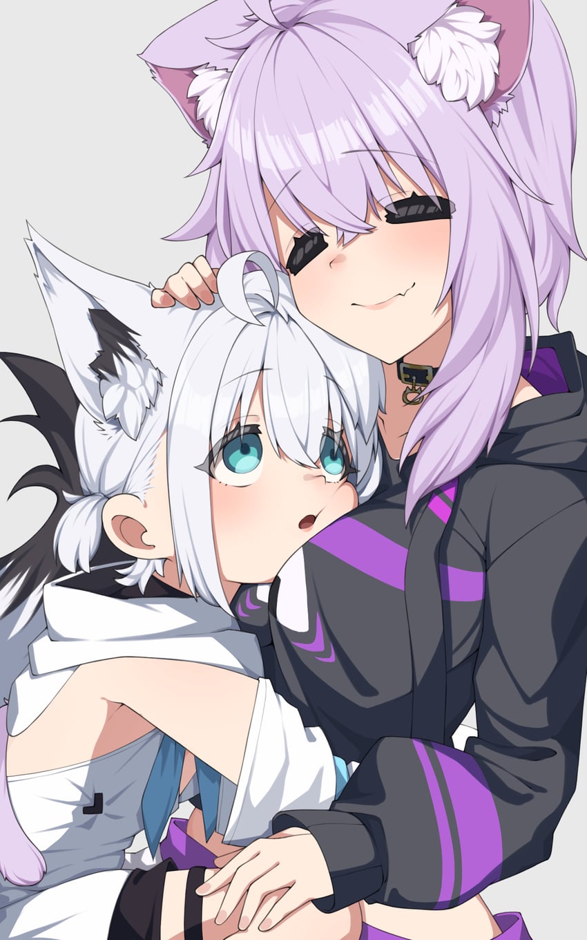 shirakami fubuki and nekomata okayu (hololive) drawn by aobara_hairi