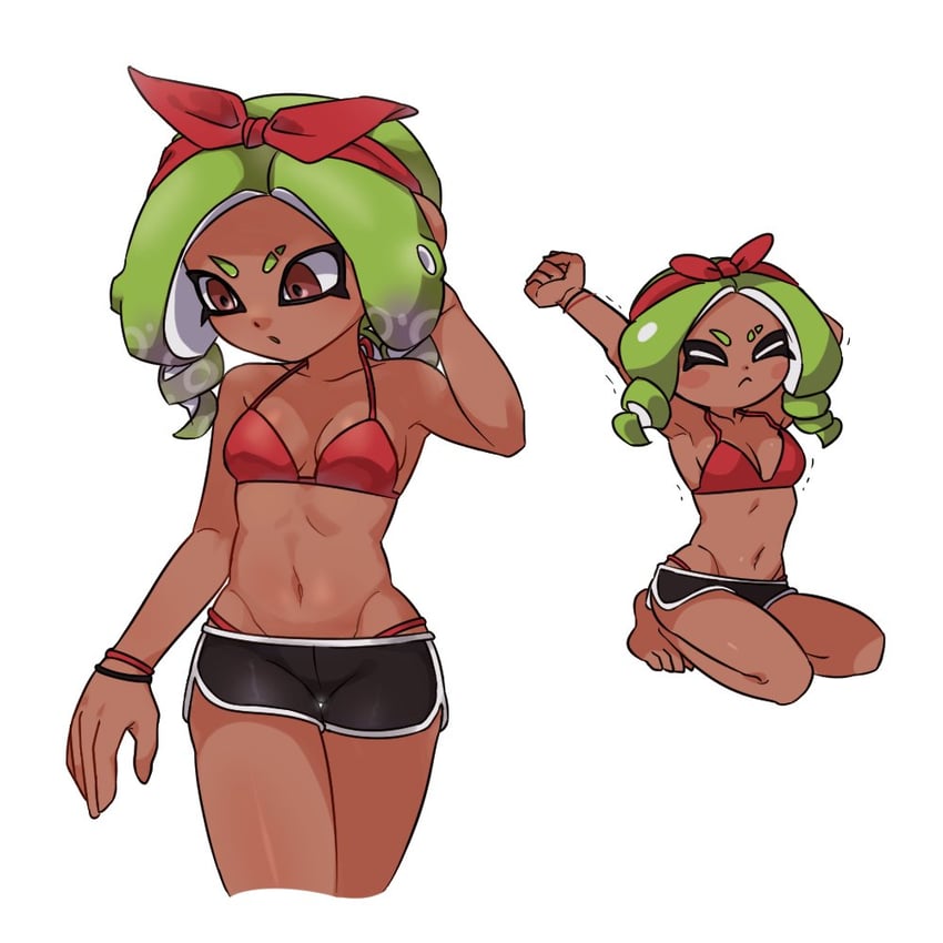 octoling player character and octoling girl (splatoon) drawn by ikki_(gsl_9708)