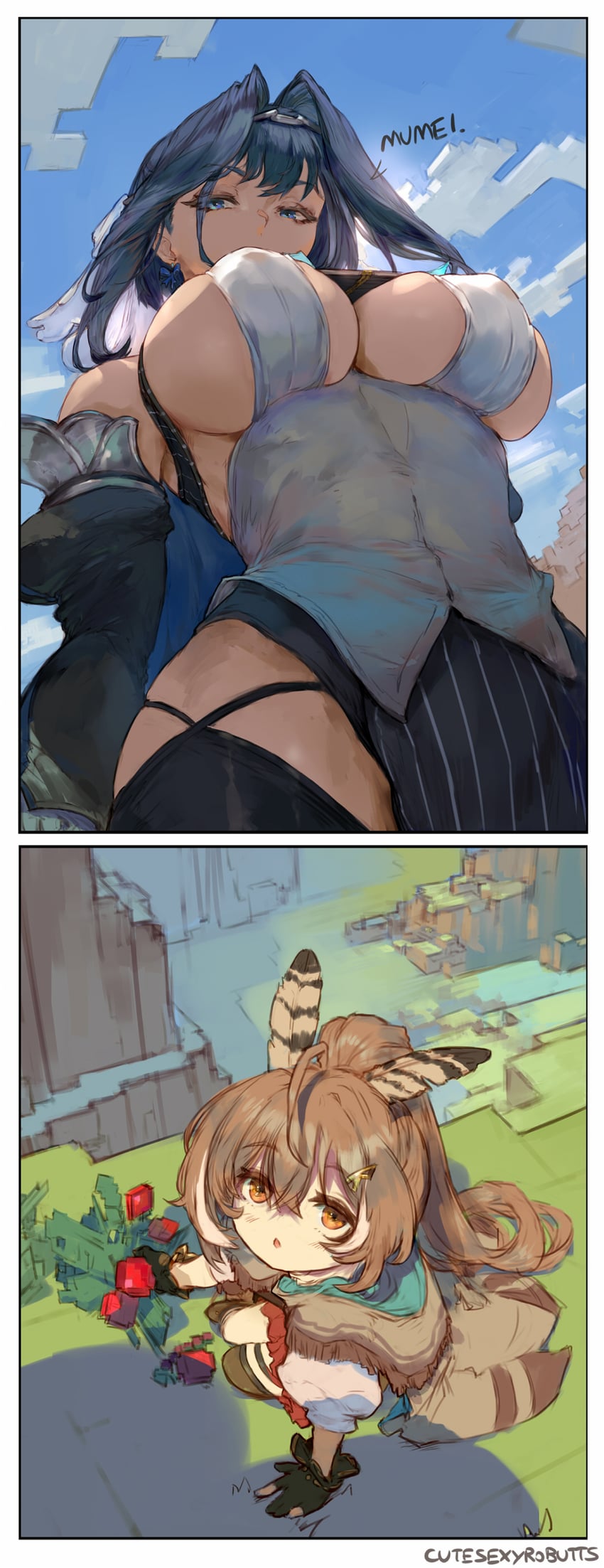 ouro kronii and nanashi mumei (hololive and 2 more) drawn by cutesexyrobutts