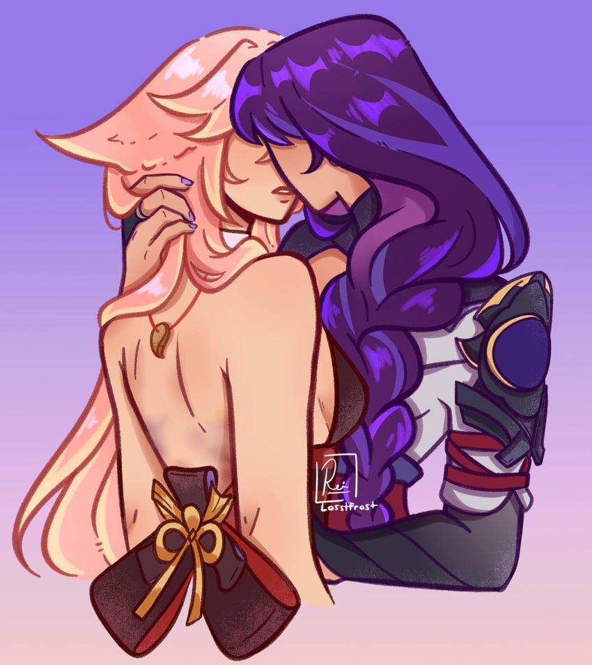 raiden shogun and yae miko (genshin impact) drawn by losstfrost