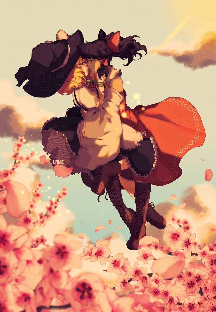 hakurei reimu and kirisame marisa (touhou) drawn by pixie_(milkywaypixies)