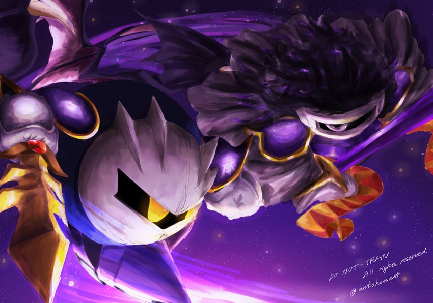 meta knight, dark matter, and dark matter blade (kirby and 1 more) drawn by raimu_(ankohome)