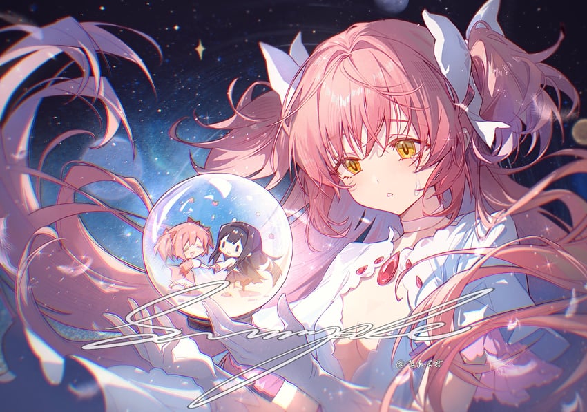 kaname madoka and ultimate madoka (mahou shoujo madoka magica) drawn by cloudyman