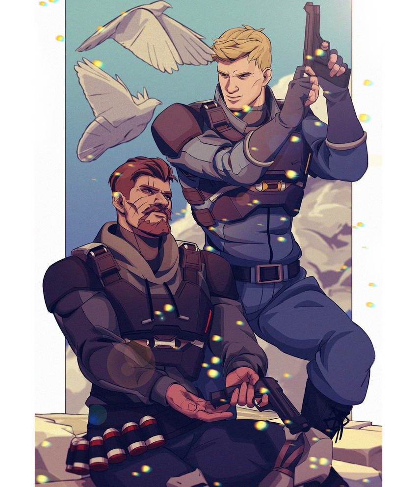 soldier: 76 and reaper (overwatch and 1 more) drawn by nez