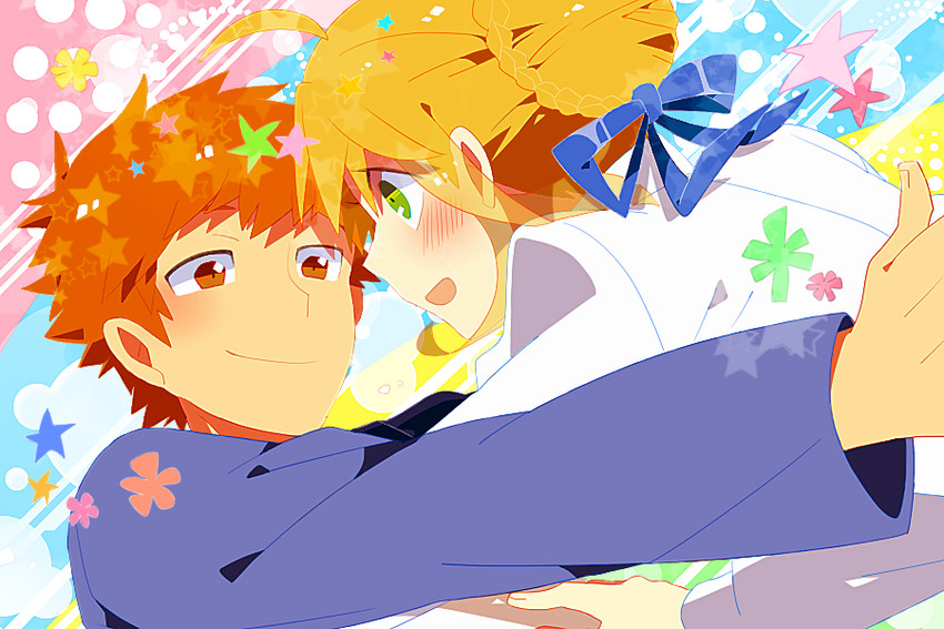 artoria pendragon, saber, and emiya shirou (fate and 1 more) drawn by morinaga777