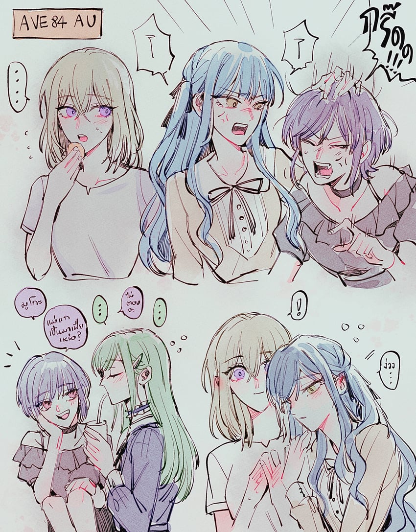 togawa sakiko, wakaba mutsumi, misumi uika, and yuutenji nyamu (bang dream! and 1 more) drawn by maybecrosswise