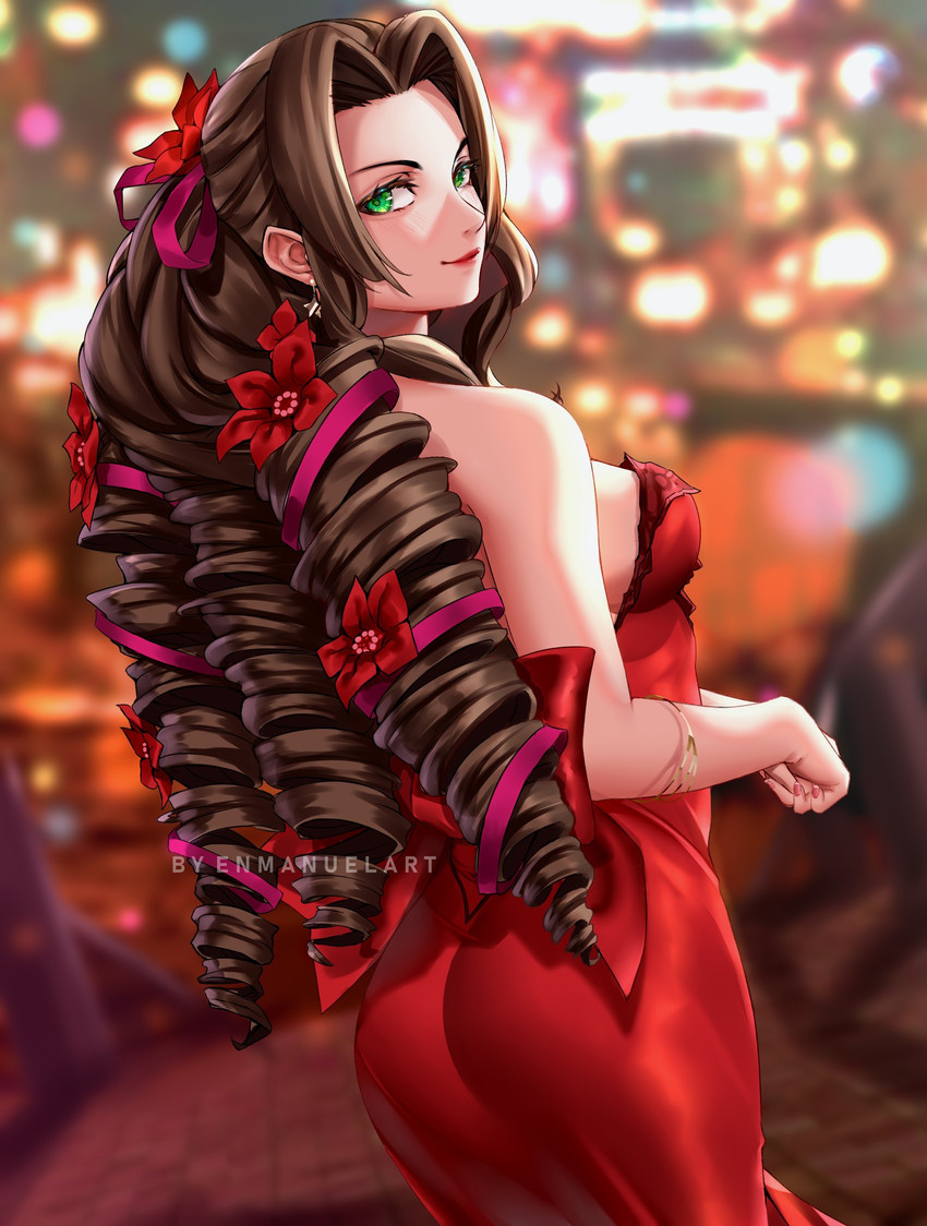 aerith gainsborough (final fantasy and 2 more) drawn by enma_(enmanuelart)