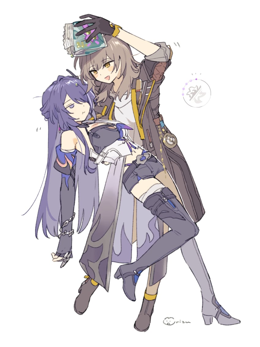 trailblazer, stelle, and acheron (honkai and 1 more) drawn by rizu033