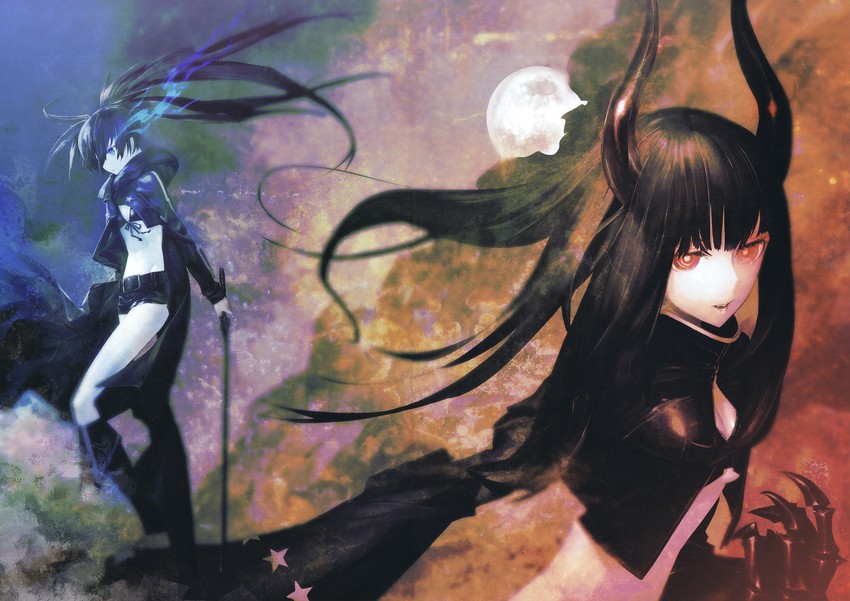 black rock shooter and black gold saw (black rock shooter) drawn by huke