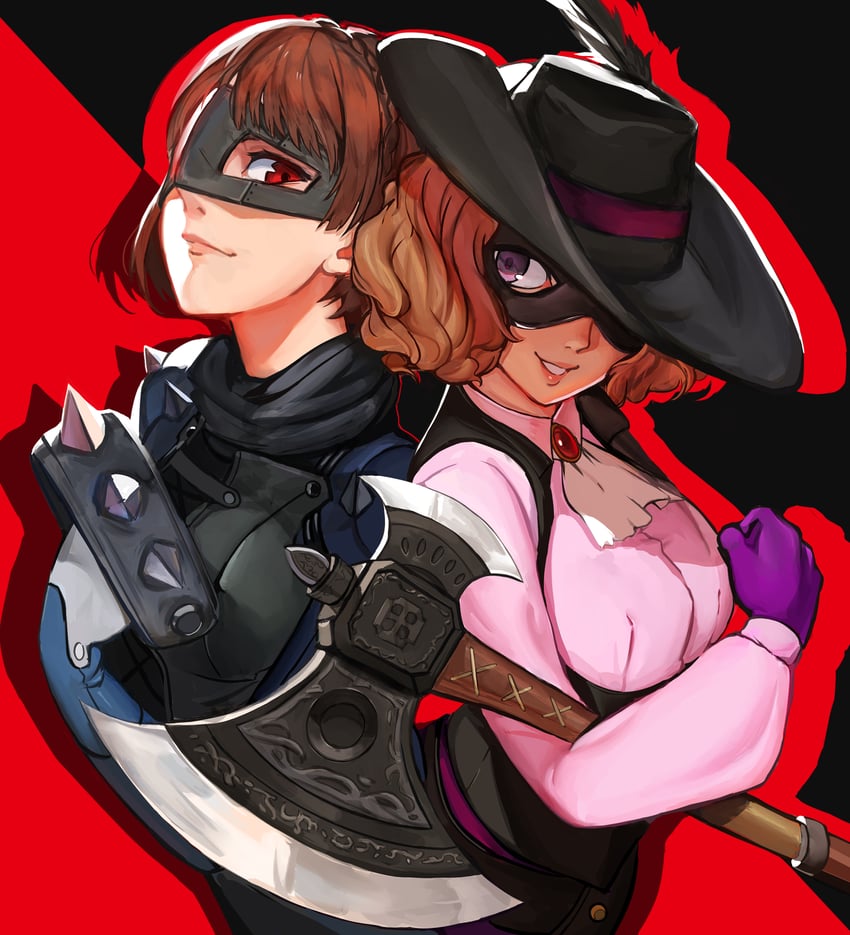 niijima makoto, okumura haru, queen, and noir (persona and 1 more) drawn by blixadon