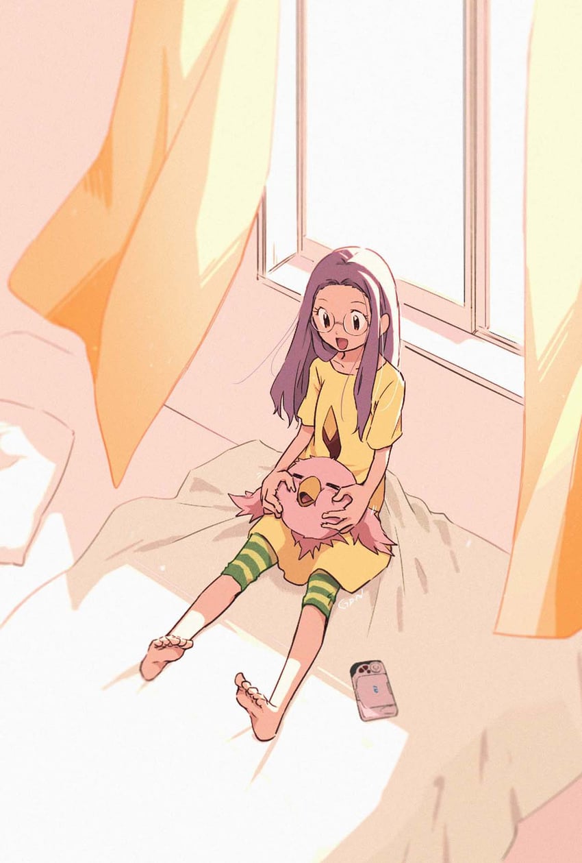 inoue miyako and poromon (digimon and 1 more) drawn by gdn0522