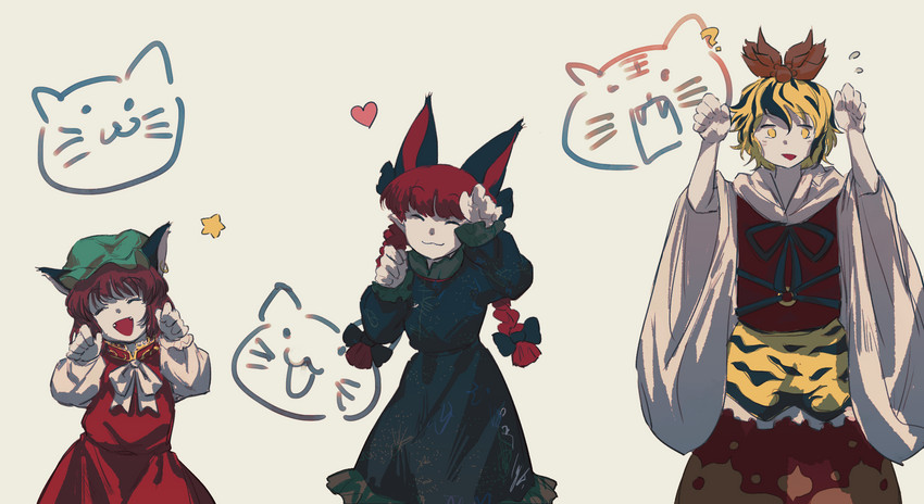 kaenbyou rin, chen, and toramaru shou (touhou) drawn by user_zrma7825