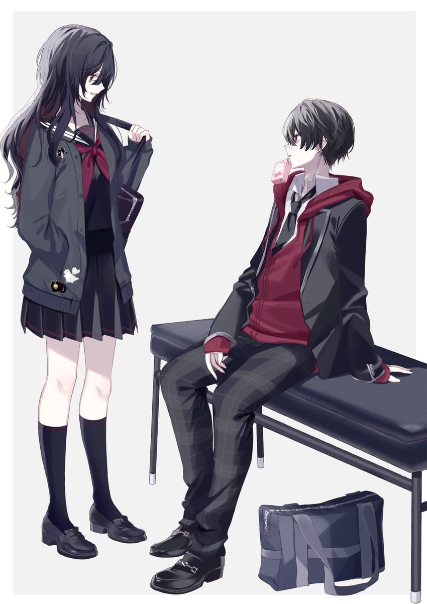 kisaragi ren and kuzuha (nijisanji and 2 more) drawn by misumi_(macaroni)