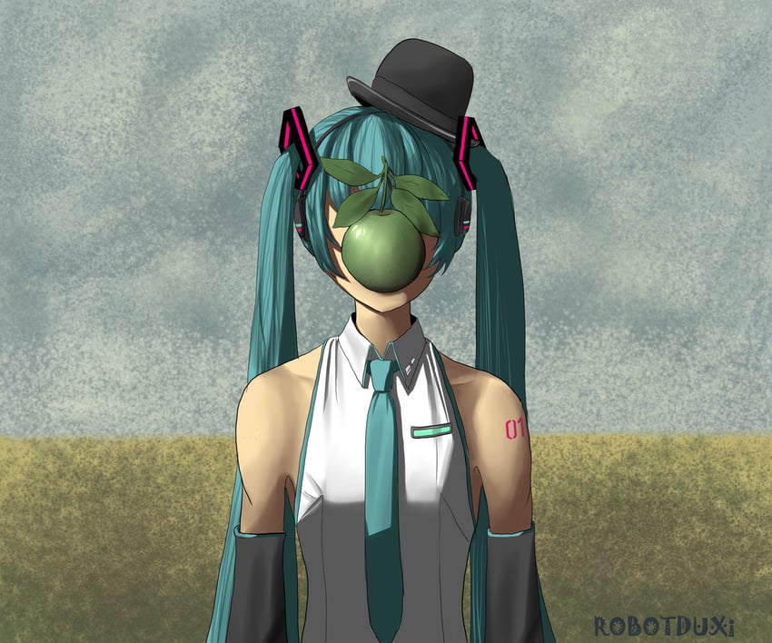 hatsune miku (vocaloid and 1 more) drawn by robotduxi