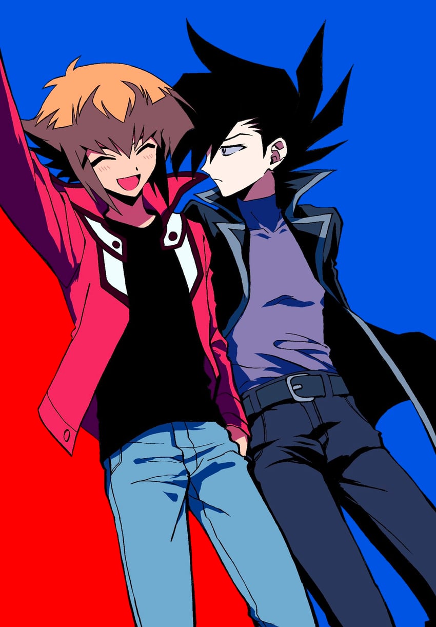 yuki judai and manjoume jun (yu-gi-oh! and 1 more) drawn by flowercrabcake